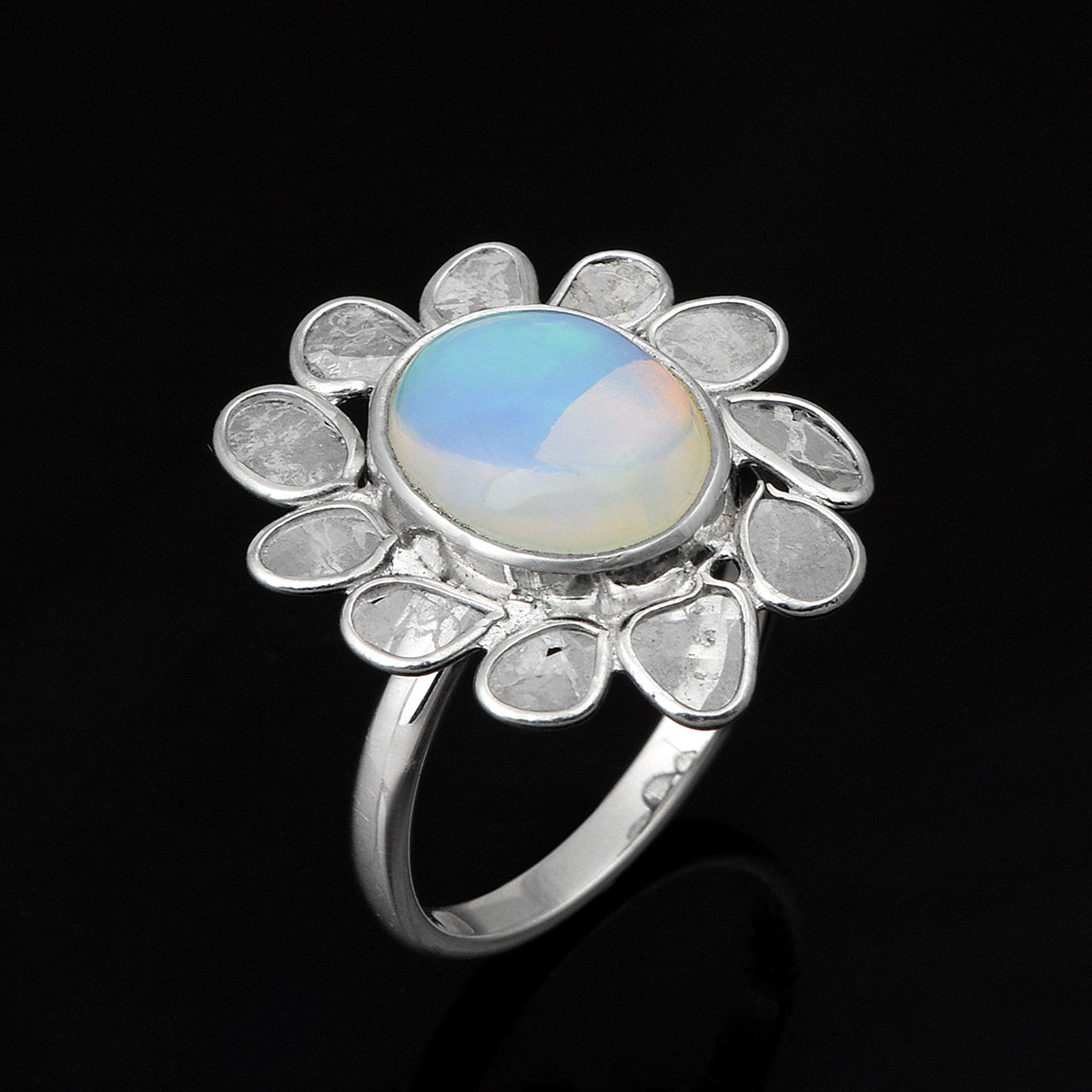 12X10 Oval Ethiopian Opal Cocktail Women Sterling Silver Ring