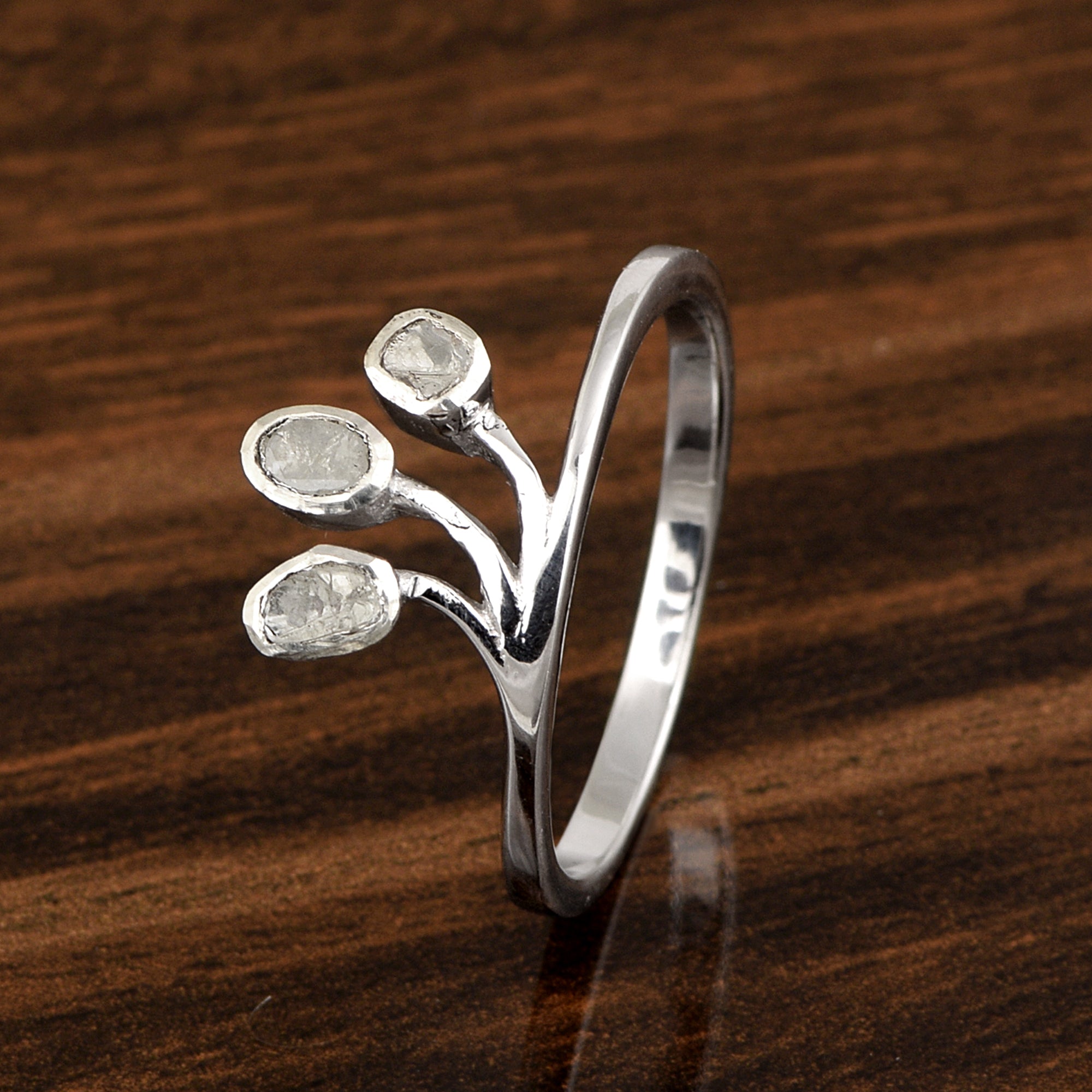 0.50 CTW Diamond Polki Tree of Life Elegant Ring