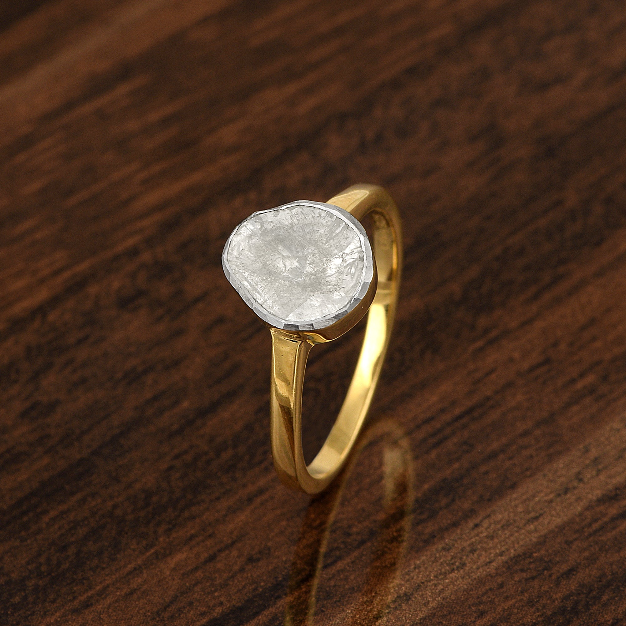 0.25 CTW Natural Diamond Polki Solitaire Handmade Women Ring