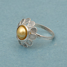 Load image into Gallery viewer, 2 CTW Diamond Polki Pearl Floral Ring