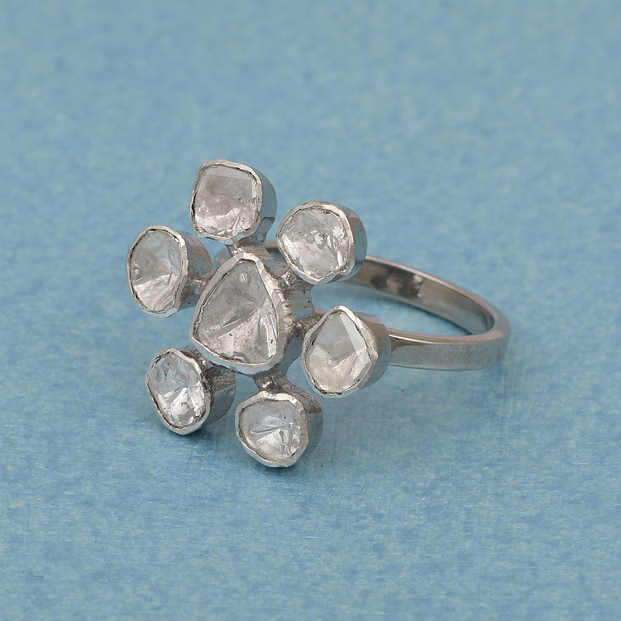 1.50 CTW Diamond Polki Floral Ring