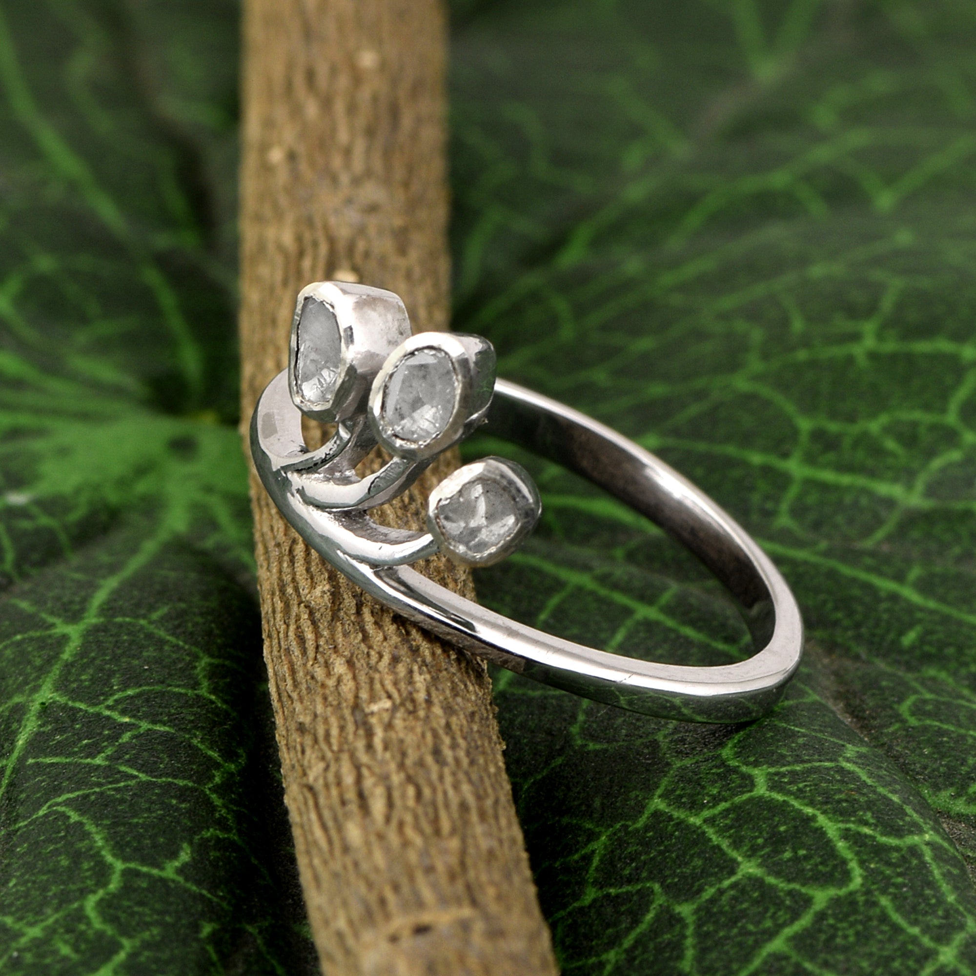 0.50 CTW Diamond Polki Tree of Life Elegant Ring