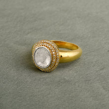 Load image into Gallery viewer, Artisan Crafted Polki Diamond Cocktail Ring in 14K Gold Vermeil 925 Sterling Silver 0.50 CTW
