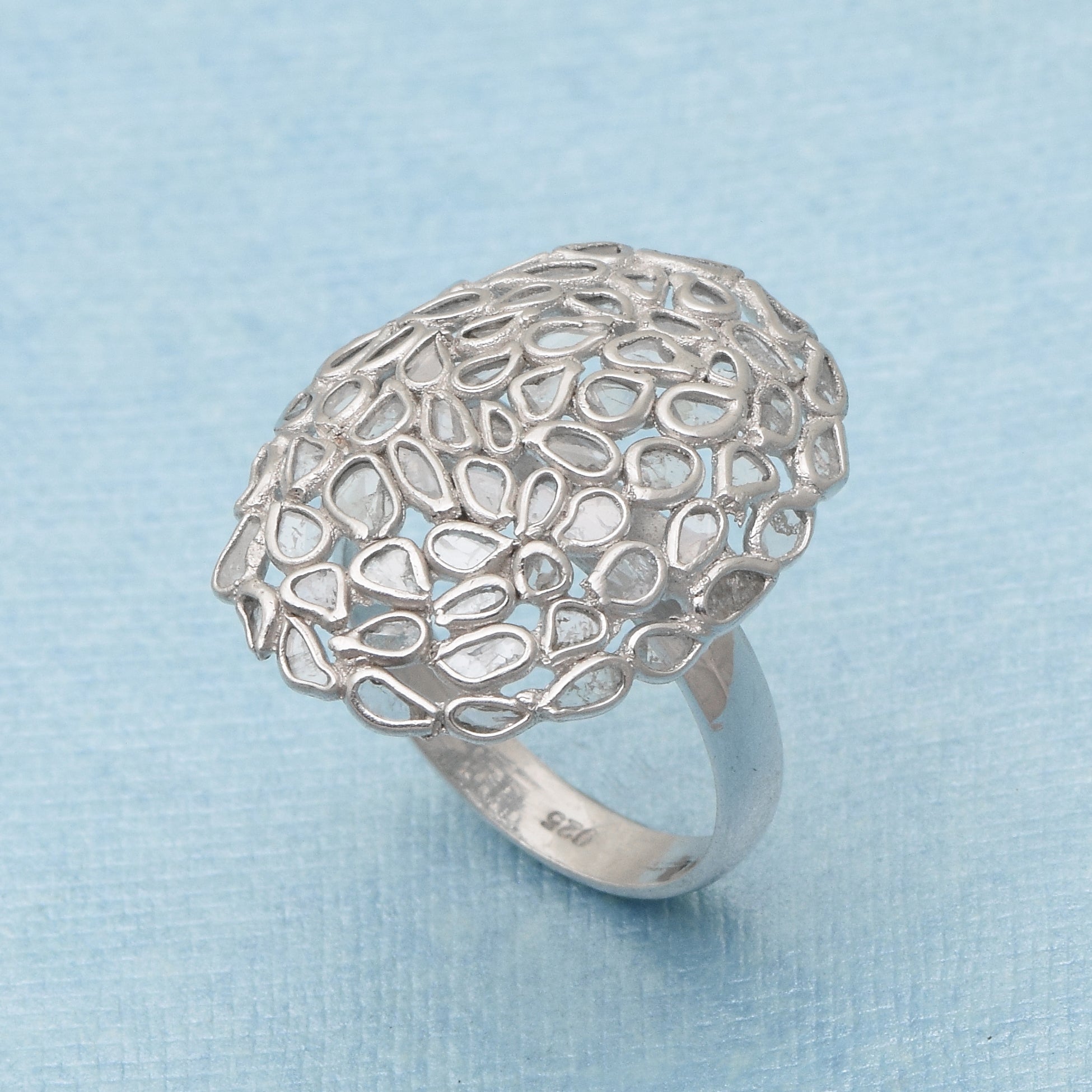 2 CTW Diamond Polki Cluster Ring