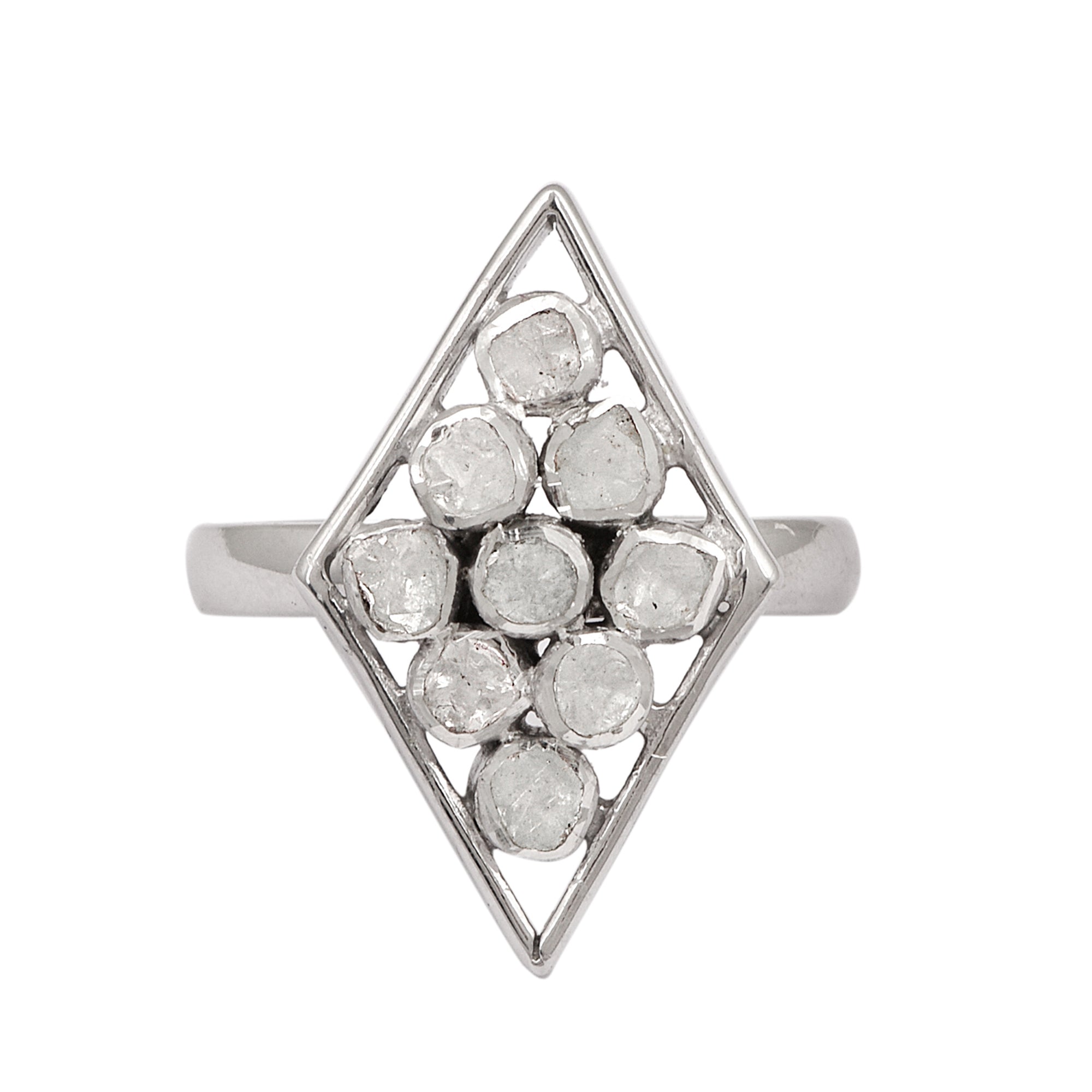 0.75 CTW Diamond Polki Rhombus Ring