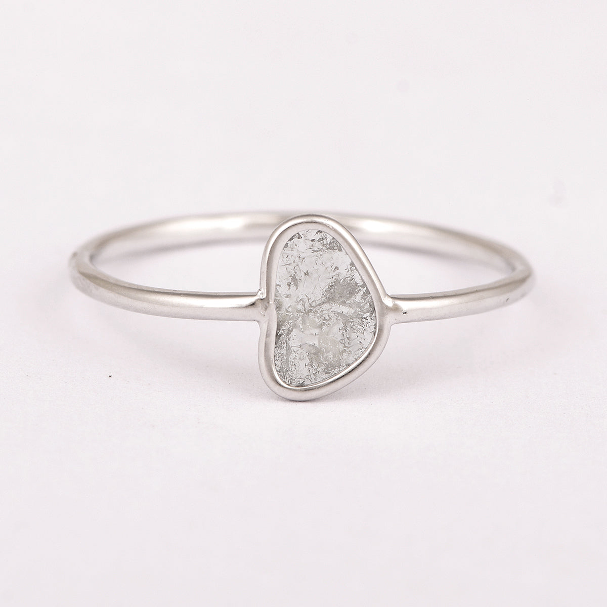 Diamond Polki Minimalist Sterling Silver Ring