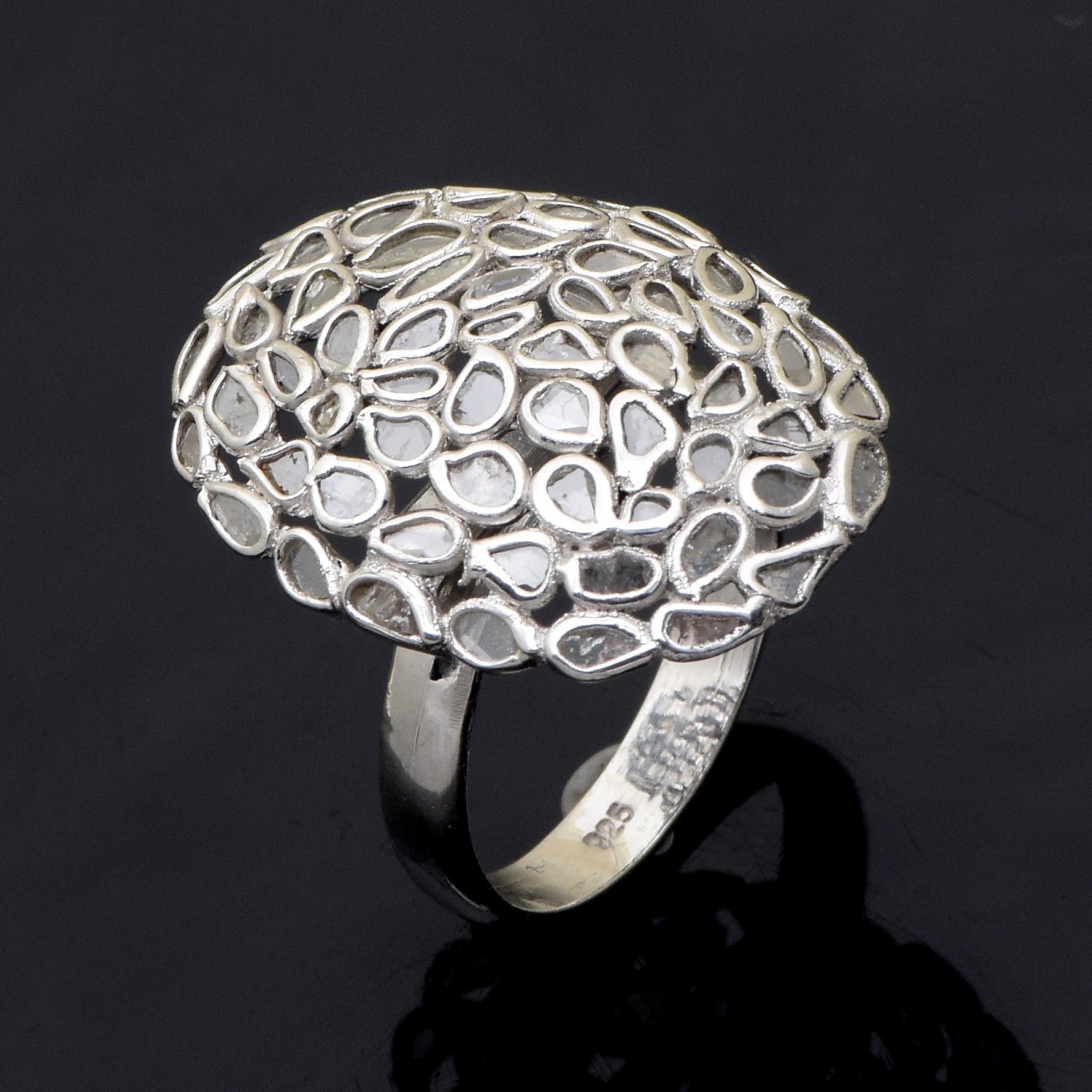 2 CTW Diamond Polki Cluster Ring