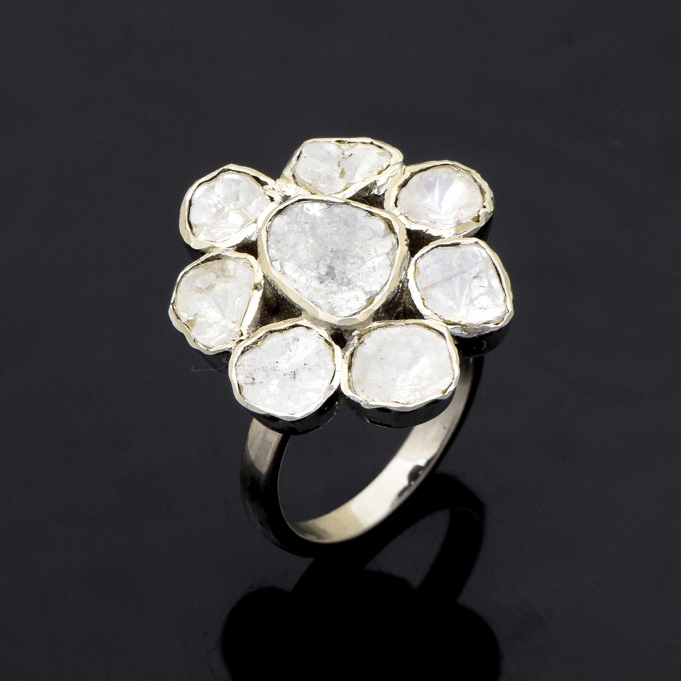 2 CTW Diamond Polki Floral Ring