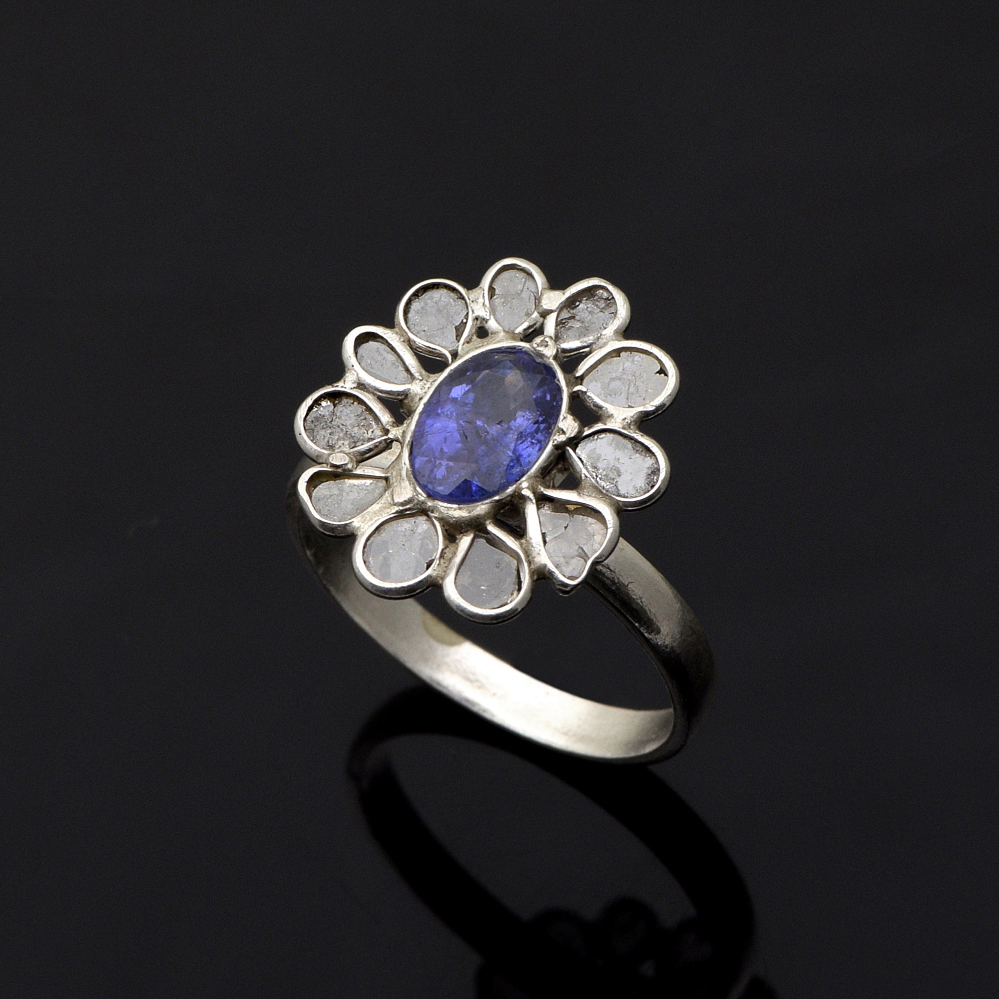 2 CTW Diamond Polki Tanzanite Ring