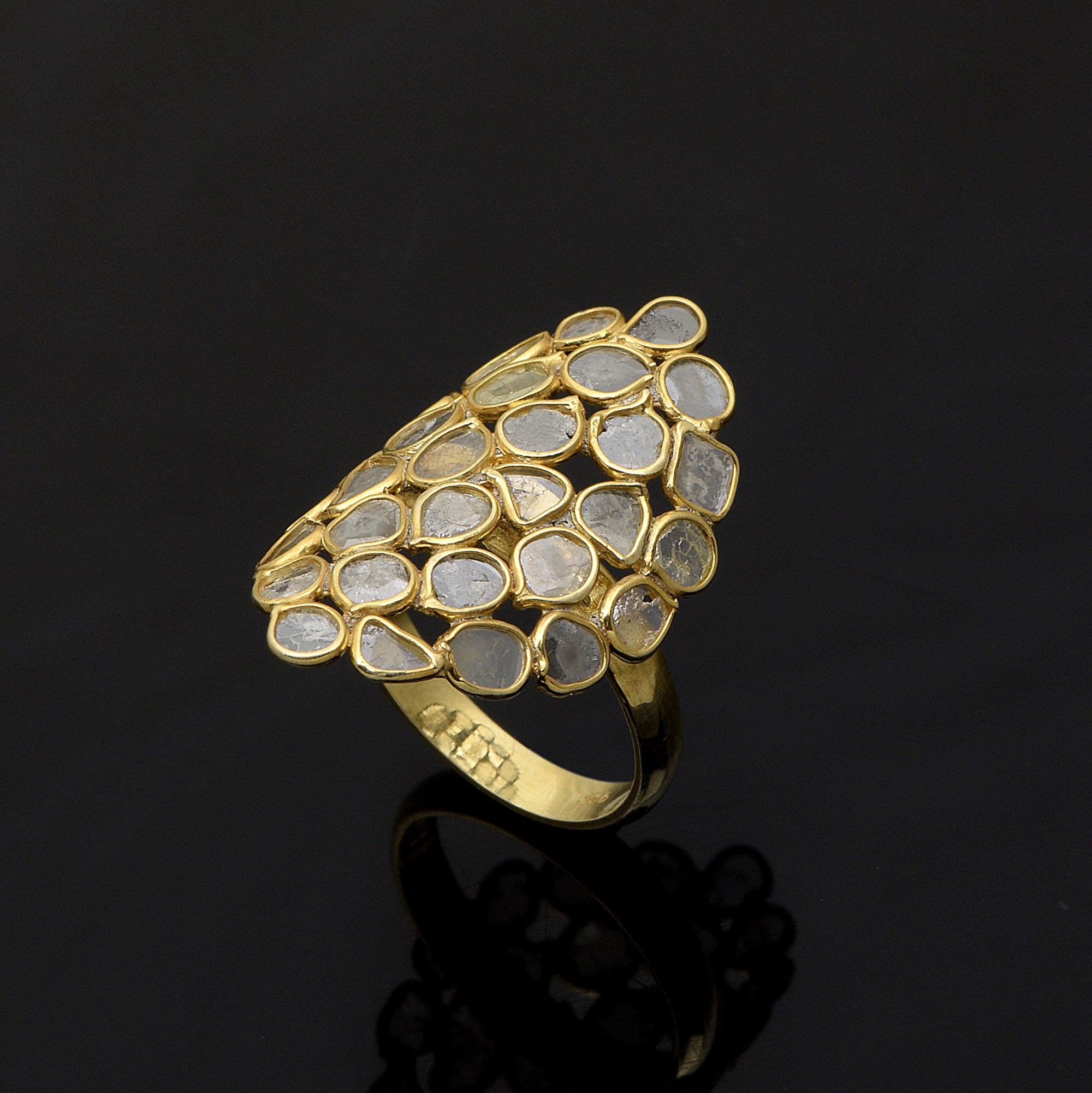 2 CTW Diamond Polki Cluster Ring