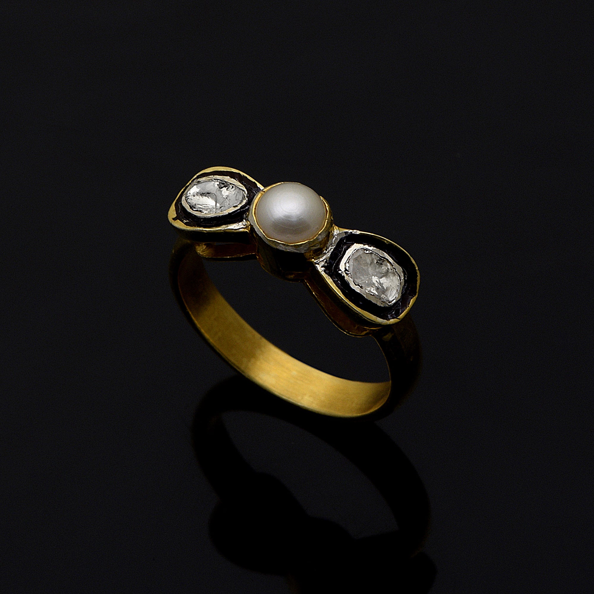 0.50 CTW Diamond Polki Pearl Ring