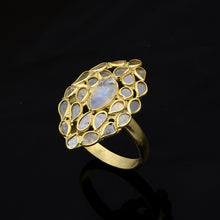 Load image into Gallery viewer, 2 CTW Diamond Polki Moonstone Ring