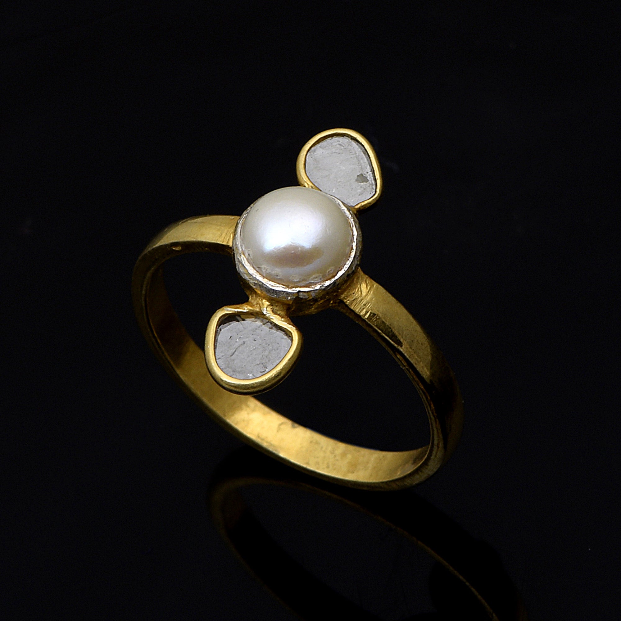 0.50 CTW Diamond Polki Pearl Ring