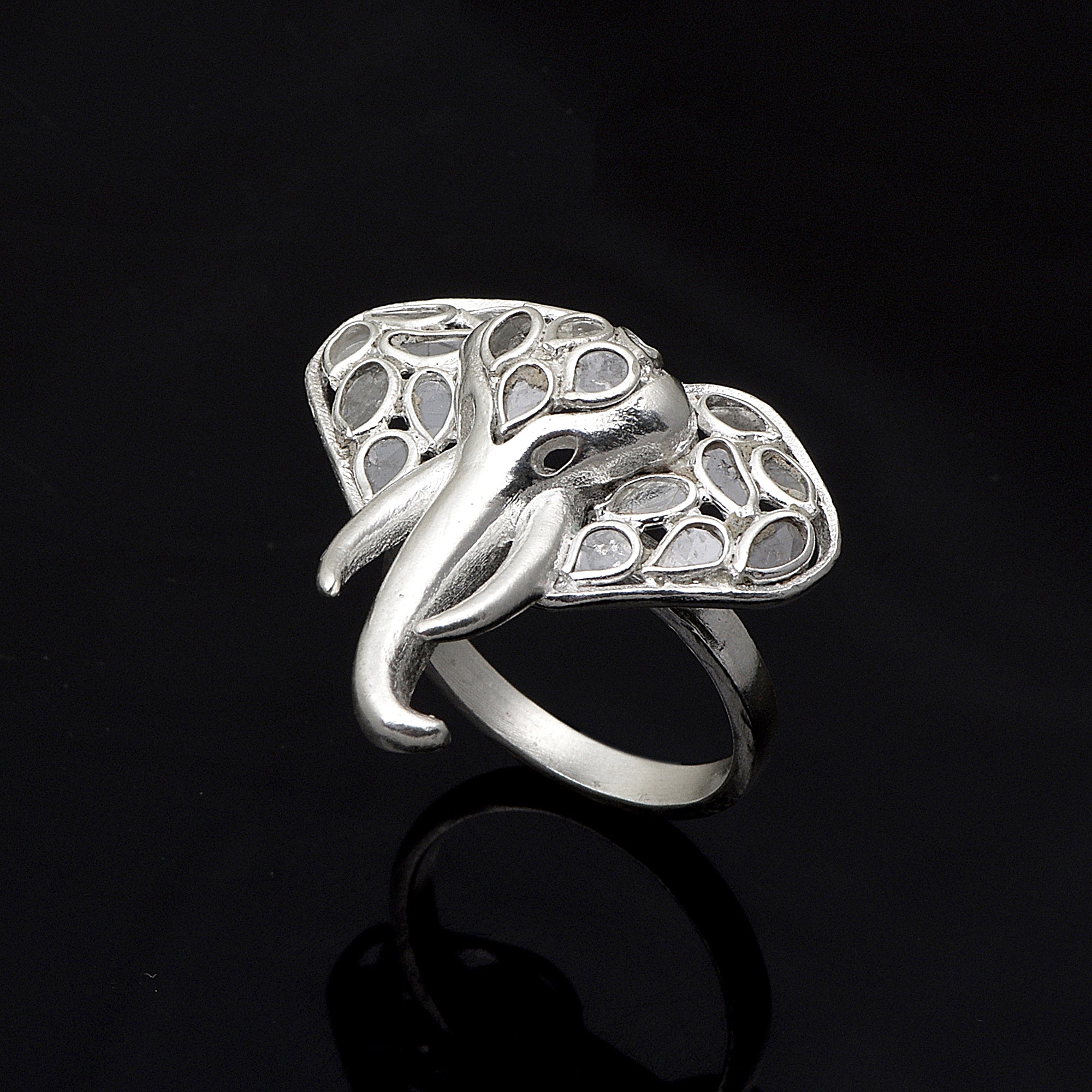 1.50 CTW Diamond Polki Elephant Ring