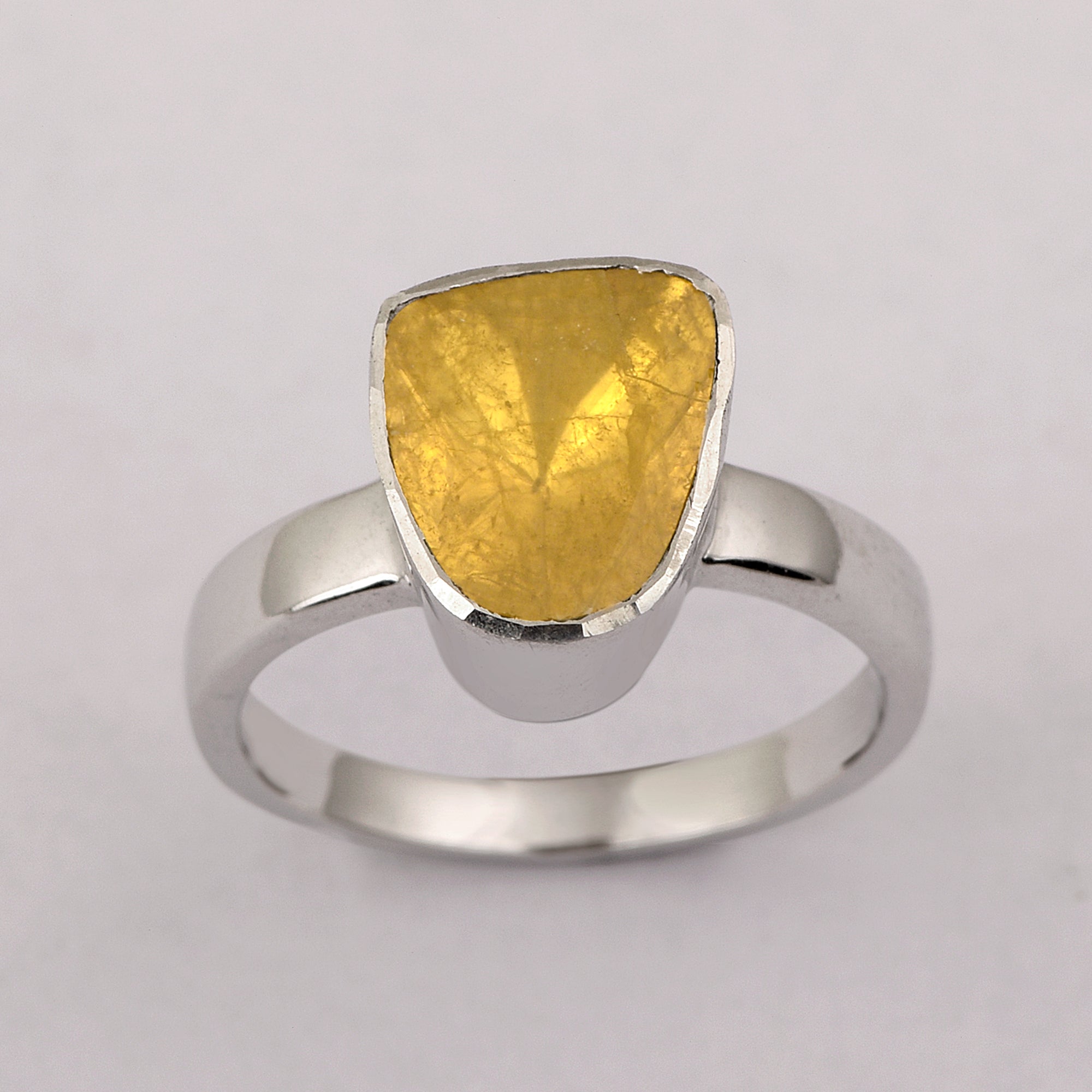 0.50 CTW Natural Sparkling Yellow Diamond Polki Solitaire Handmade Women Ring