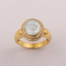 Load image into Gallery viewer, Artisan Crafted Polki Diamond Cocktail Ring in 14K Gold Vermeil 925 Sterling Silver 0.50 CTW