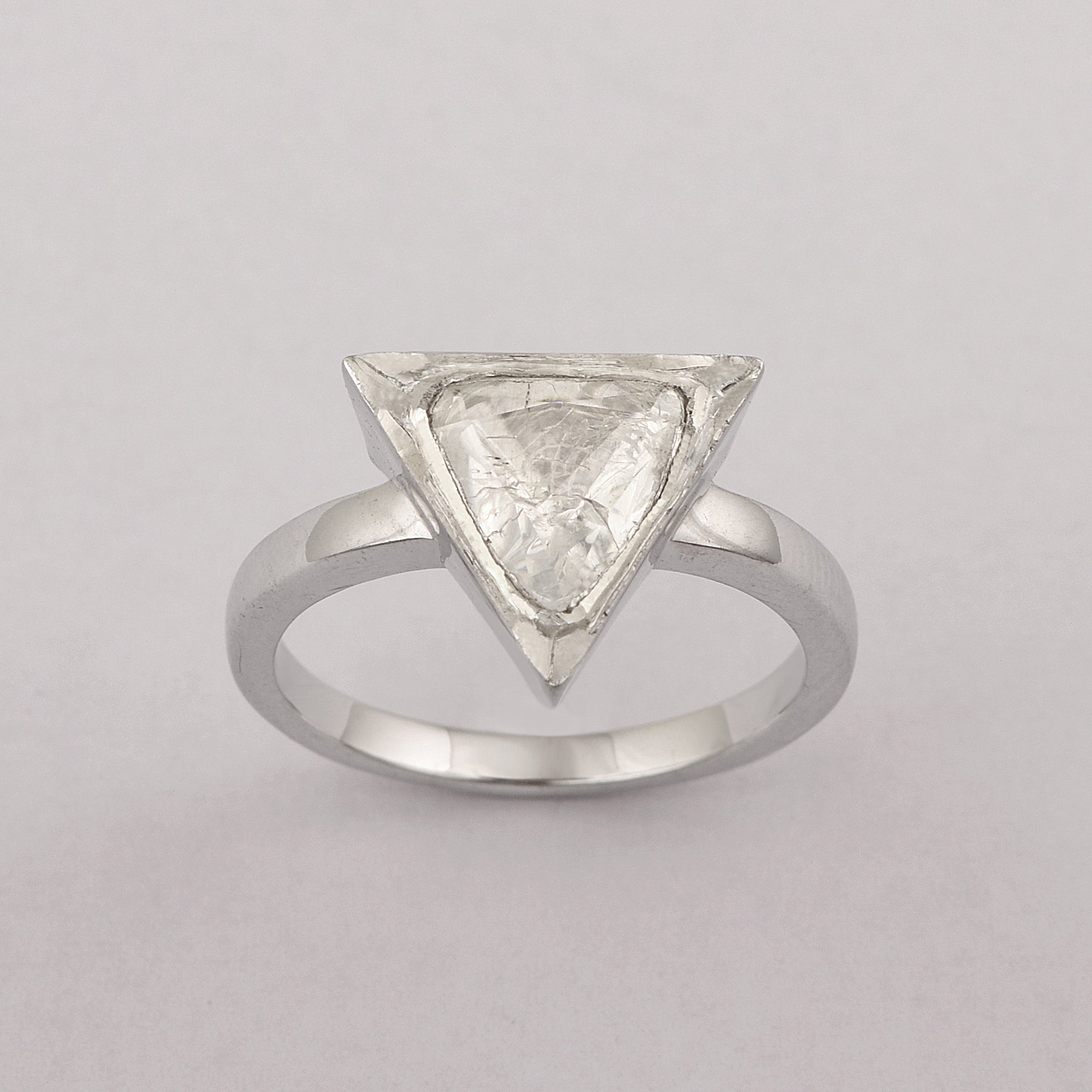 0.50 CTW Natural Slice Polki Diamond Trillion Shape Geometric Shapes Ring