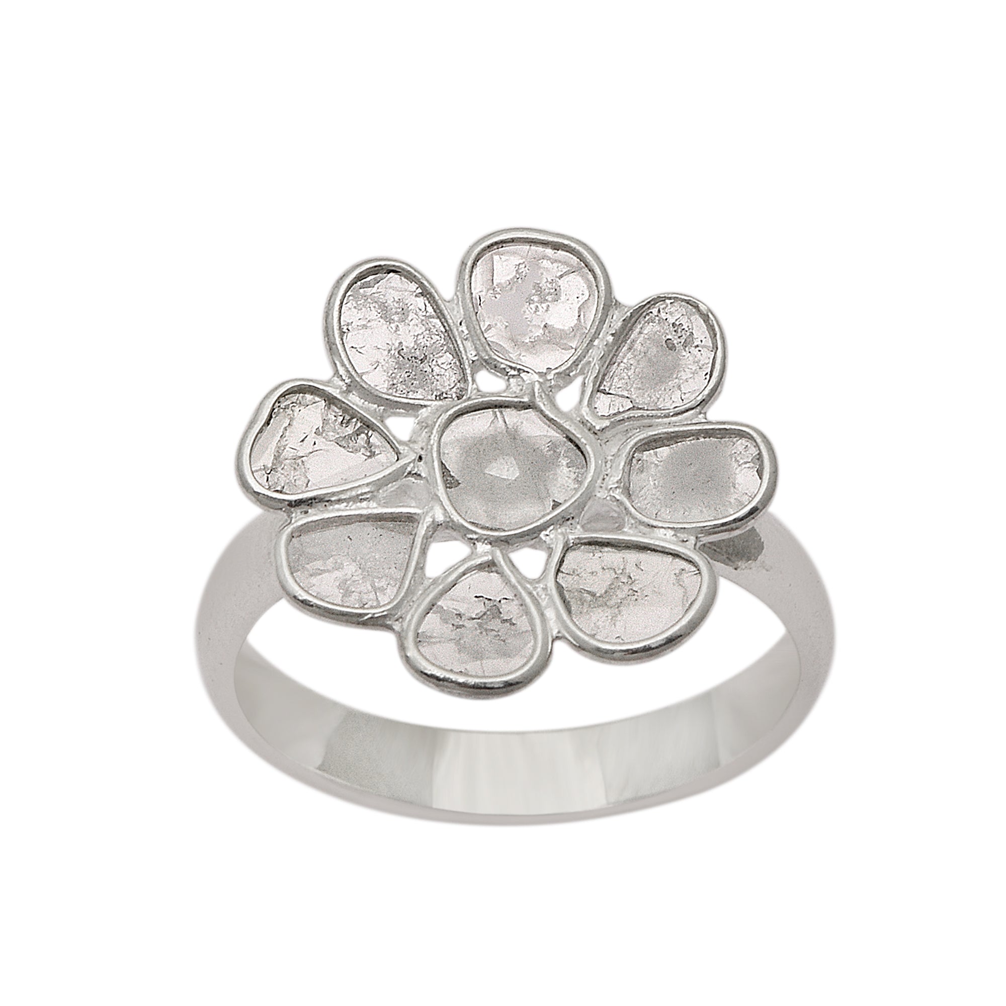 1.50 CTW Diamond Polki Floral Ring