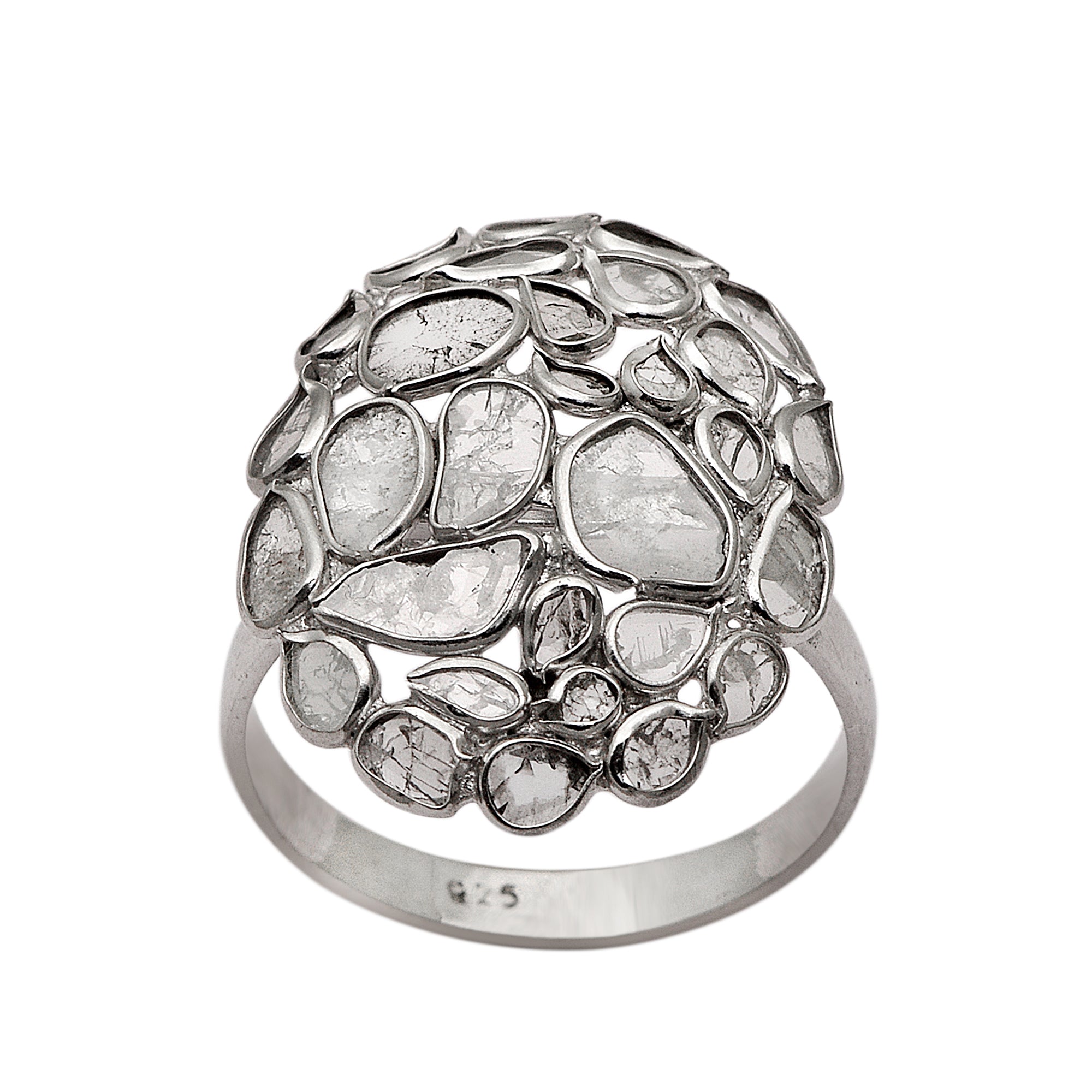 2 CTW Diamond Polki Cluster Ring