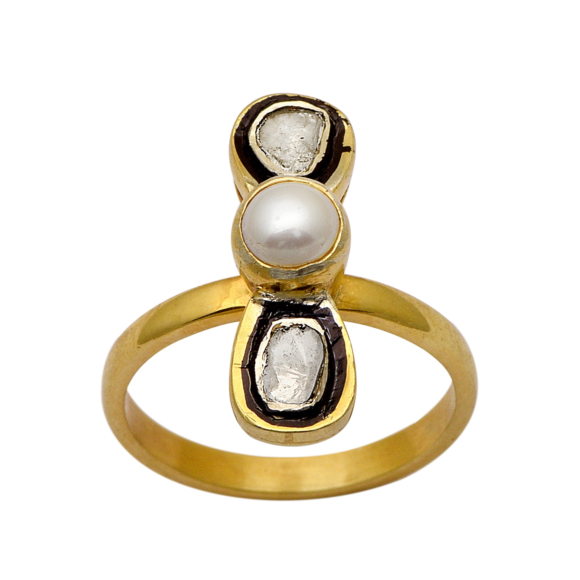 0.50 CTW Diamond Polki Pearl Ring