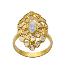 Load image into Gallery viewer, 2 CTW Diamond Polki Moonstone Ring