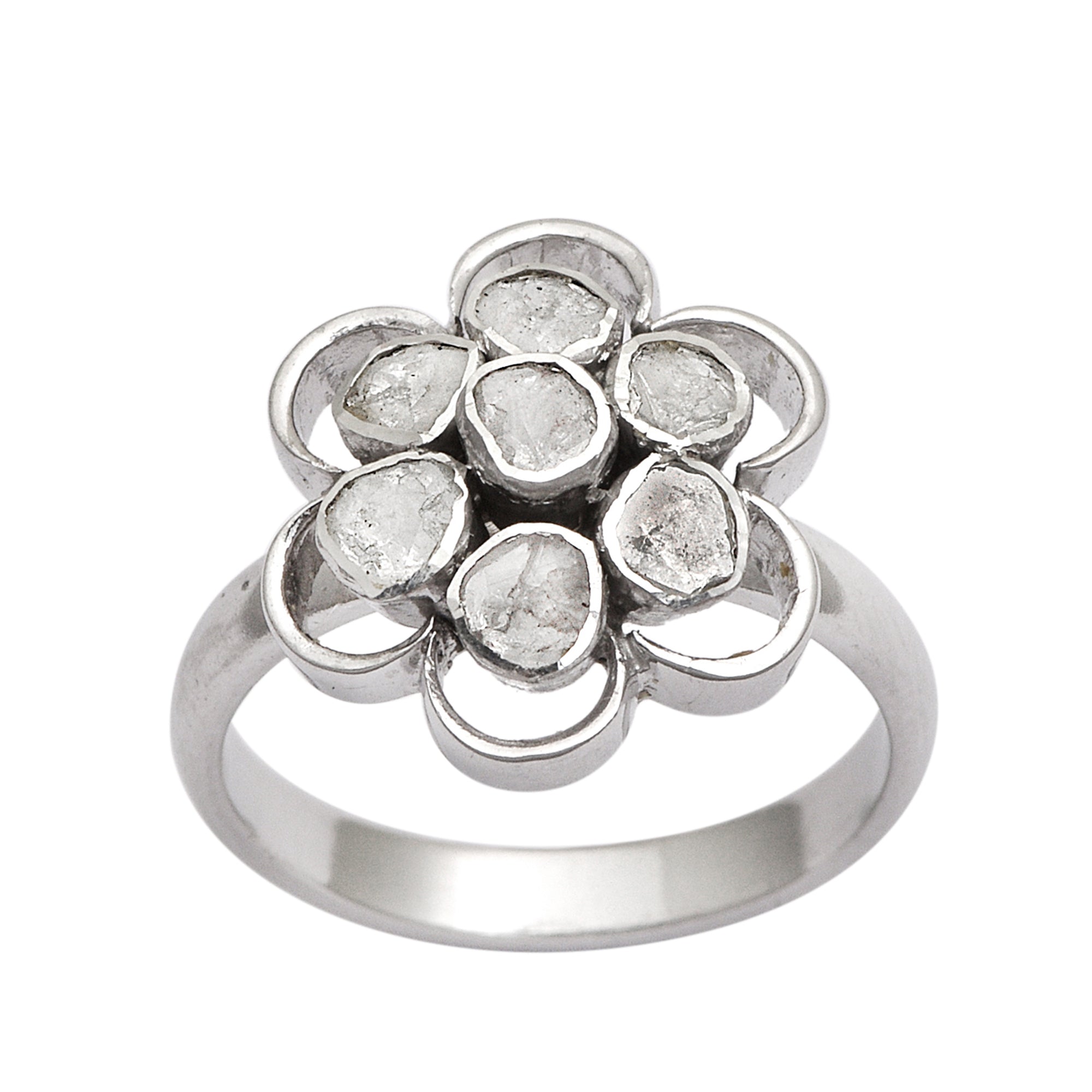 0.70 CTW Diamond Polki Floral Ring