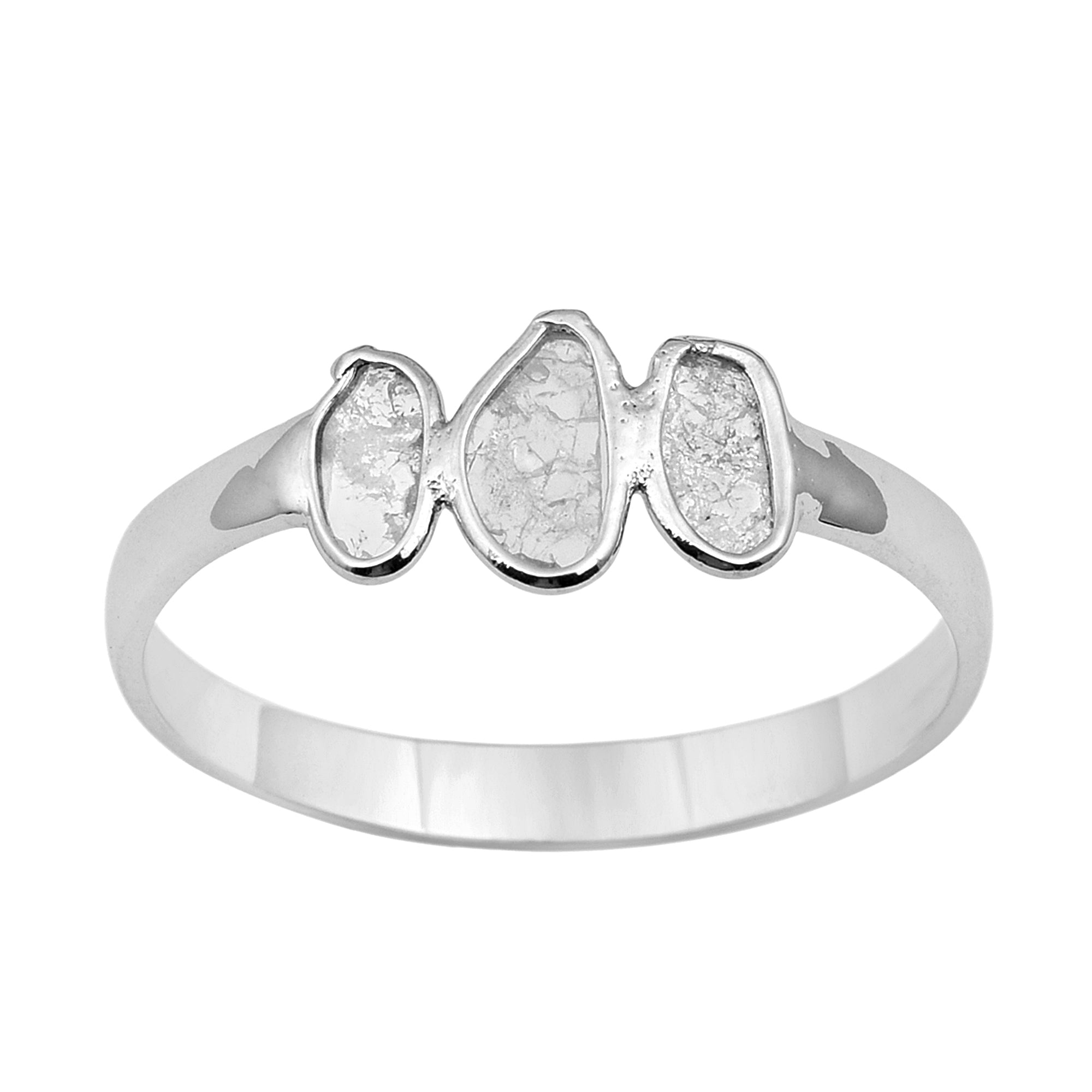 0.35 CTW Natural Diamond Polki Three Stone Minimal Ring