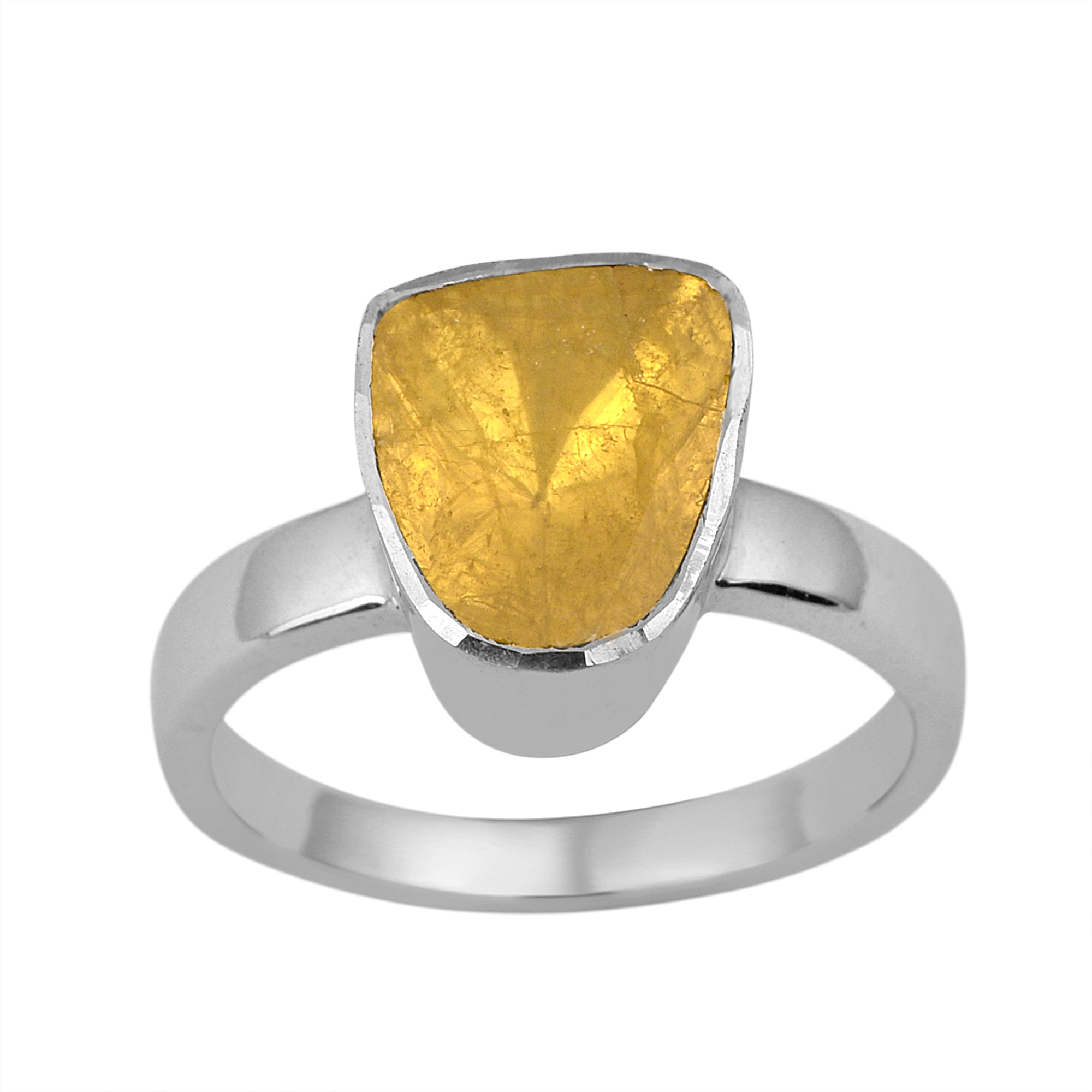 0.50 CTW Natural Sparkling Yellow Diamond Polki Solitaire Handmade Women Ring