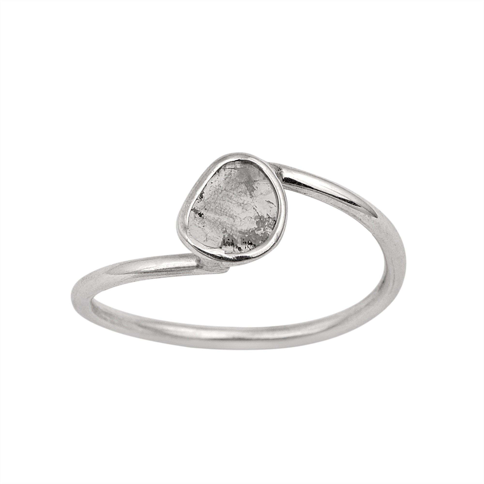 0.25 CTW Natural Slice Diamond Polki Tiny Ring 925 Sterling Silver
