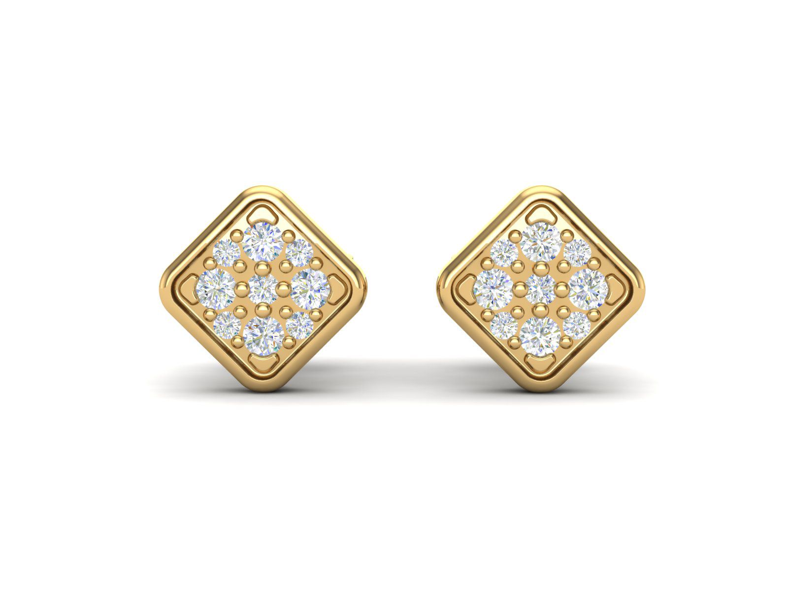 White Diamond 0.18 Ctw Square Shape 925 Sterling Silver Earring