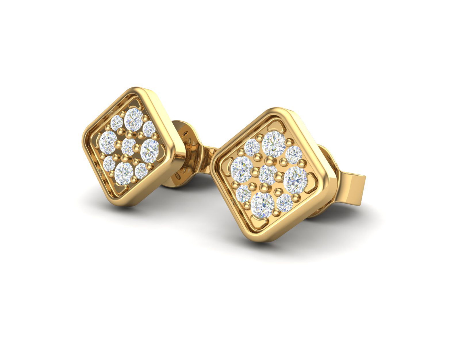 White Diamond 0.18 Ctw Square Shape 925 Sterling Silver Earring