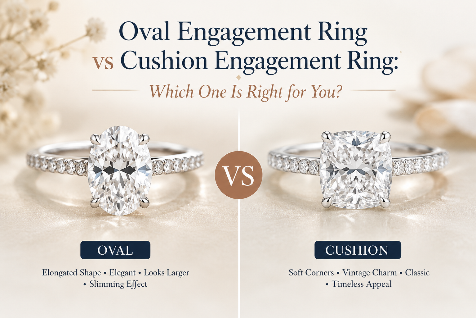 Oval Engagement Ring vs Cushion Engagement Ring