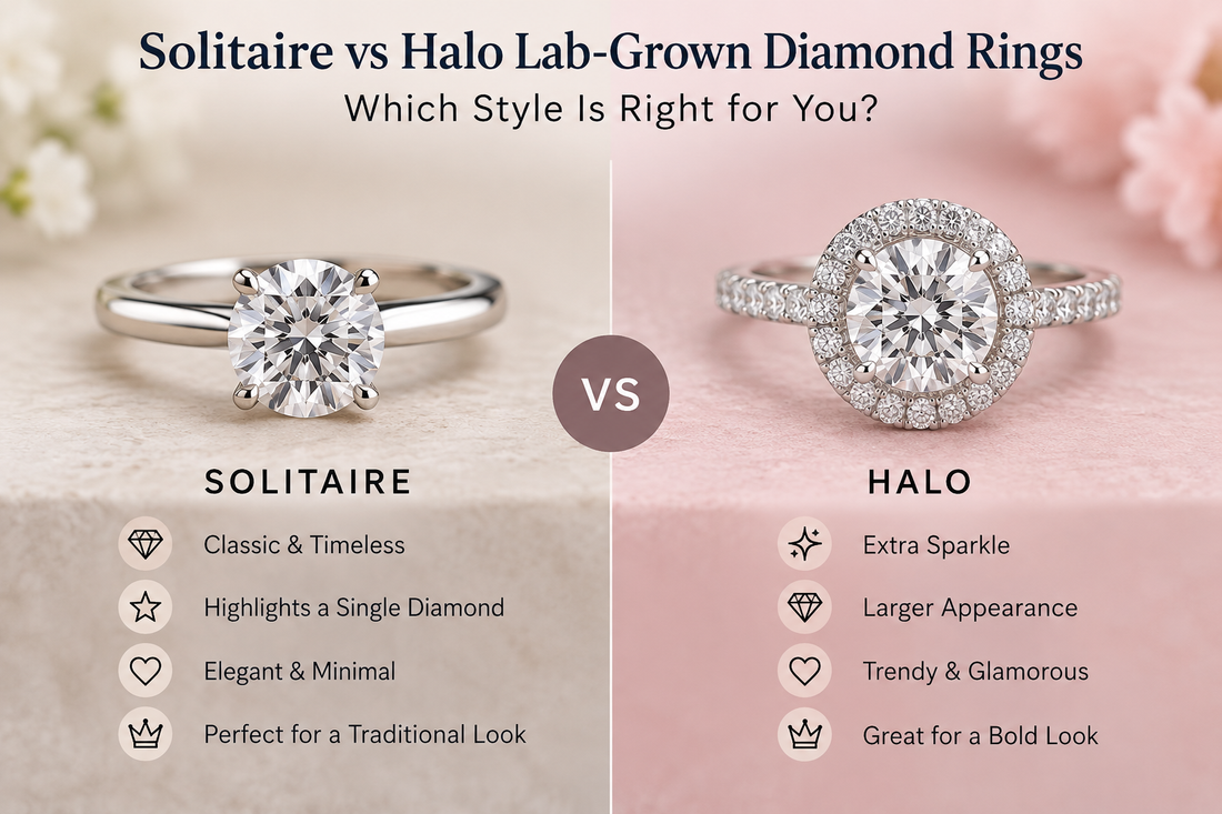 Solitaire vs Halo Lab-Grown Diamond Rings: