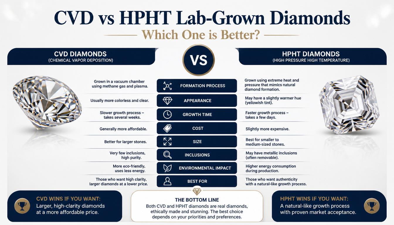 CVD vs HPHT Lab-Grown Diamonds