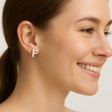 Load image into Gallery viewer, Initial &quot;F&quot; Monogram Stud Earring – Sterling Silver
