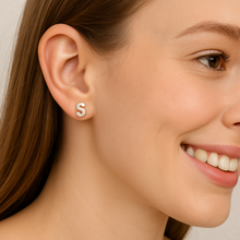 Load image into Gallery viewer, Initial &quot;S&quot; Monogram Stud Earring – Sterling Silver
