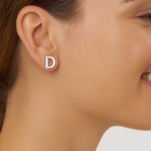 Load image into Gallery viewer, Initial &quot;D&quot; Monogram Stud Earring – Sterling Silver
