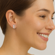 Load image into Gallery viewer, Initial &quot;E&quot; Monogram Stud Earring – Sterling Silver
