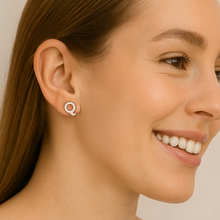 Load image into Gallery viewer, Initial &quot;Q&quot; Monogram Stud Earring – Sterling Silver
