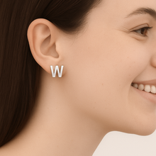 Load image into Gallery viewer, Initial &quot;W&quot; Monogram Stud Earring – Sterling Silver
