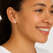 Load image into Gallery viewer, Initial &quot;V&quot; Monogram Stud Earring – Sterling Silver
