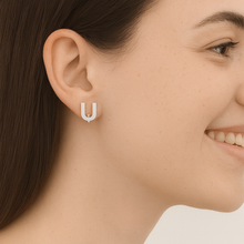 Load image into Gallery viewer, Initial &quot;U&quot; Monogram Stud Earring – Sterling Silver
