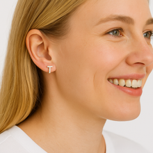 Load image into Gallery viewer, Initial &quot;T&quot; Monogram Stud Earring – Sterling Silver
