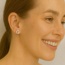 Load image into Gallery viewer, Initial &quot;G&quot; Monogram Stud Earring – Sterling Silver
