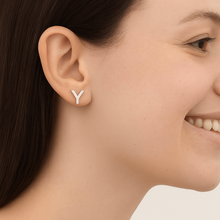 Load image into Gallery viewer, Initial &quot;Y&quot; Monogram Stud Earring – Sterling Silver
