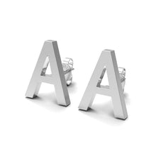 Load image into Gallery viewer, Initial &quot;A&quot; Monogram Stud Earring – Sterling Silver
