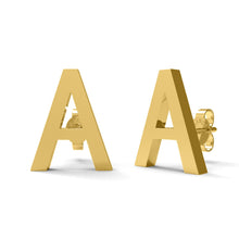 Load image into Gallery viewer, Initial &quot;A&quot; Monogram Stud Earring – Sterling Silver
