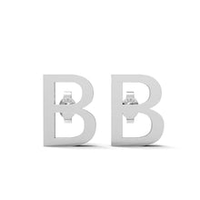 Load image into Gallery viewer, Initial &quot;B&quot; Monogram Stud Earring – Sterling Silver
