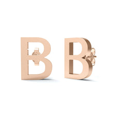 Load image into Gallery viewer, Initial &quot;B&quot; Monogram Stud Earring – Sterling Silver
