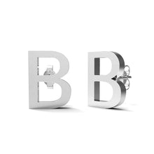 Load image into Gallery viewer, Initial &quot;B&quot; Monogram Stud Earring – Sterling Silver
